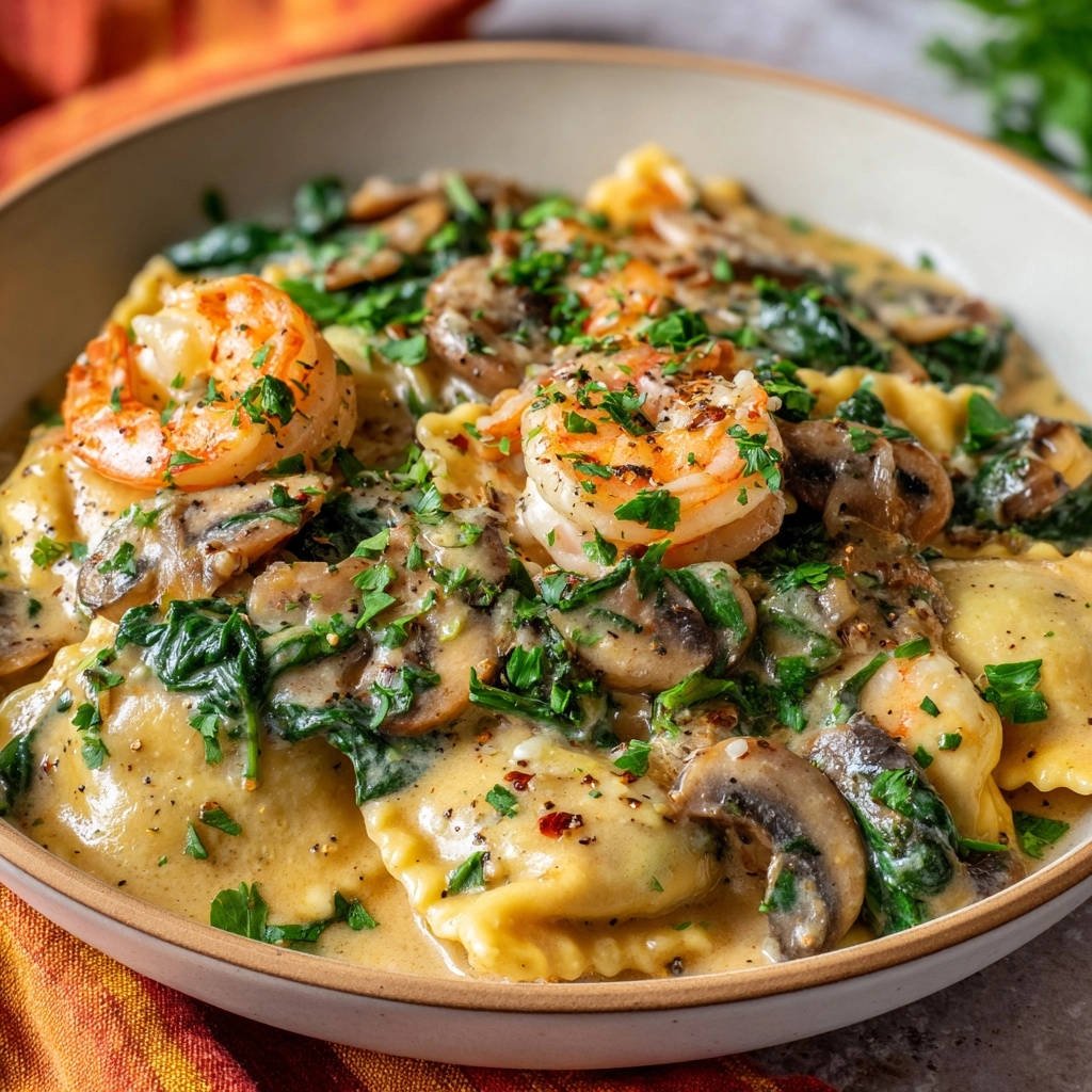 Romige ravioli met garnalen en champignons: jouw snelle culinaire gerecht