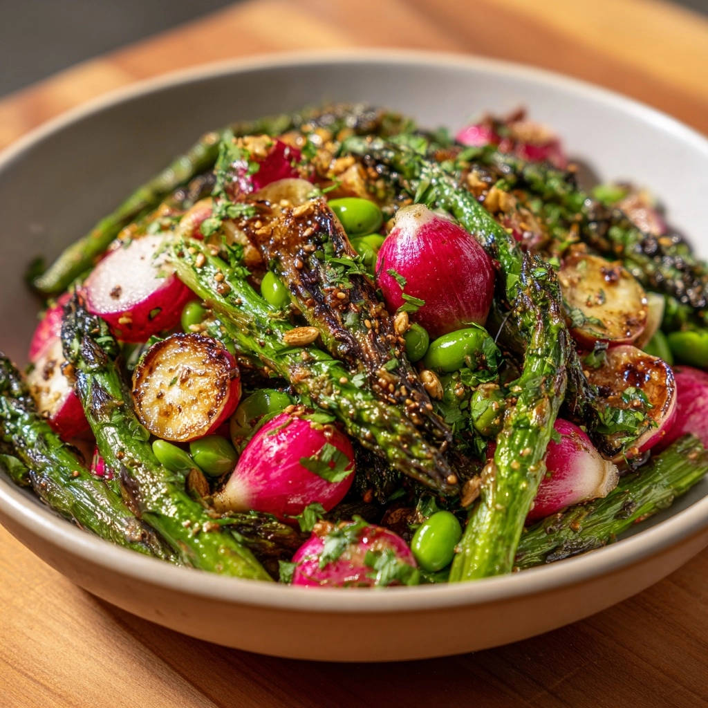Lentegroenten met soja-esdoorn dressing: heerlijke geroosterde aroma’s