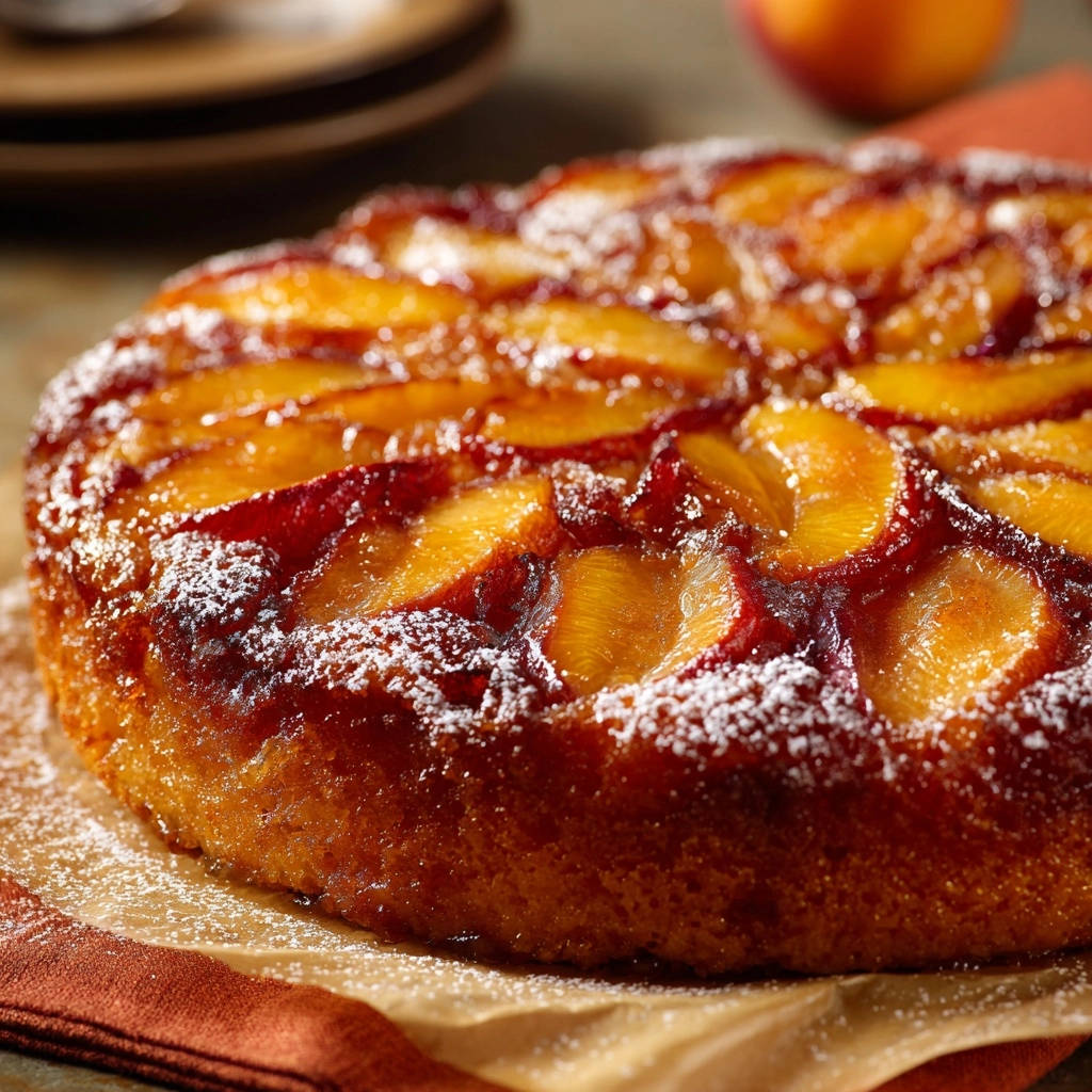 Sappige perzik-op-de-kop cake: perfect gestort, onweerstaanbaar sappig