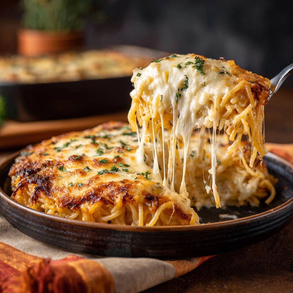 Romige Spaghetti-ovenschotel uit de pan: knapperig & vormvast