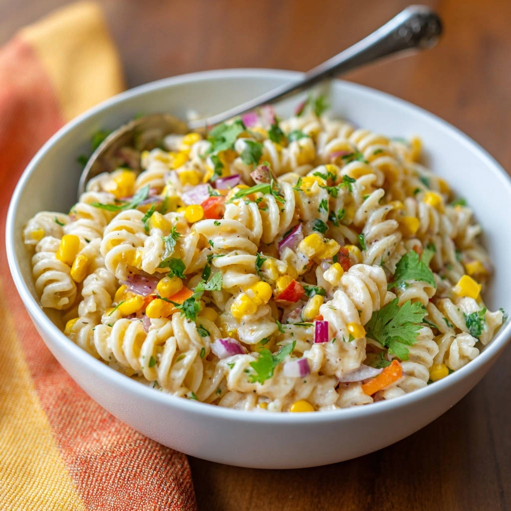 Romige pastasalade met mais: zo blijft hij extra romig