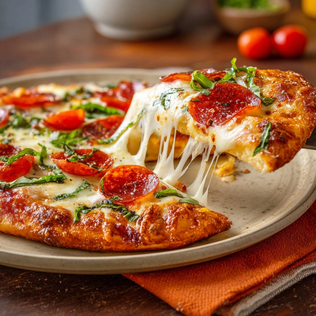 Pizza met salami, basilicum en tomaten: zo wordt de bodem knapperig!