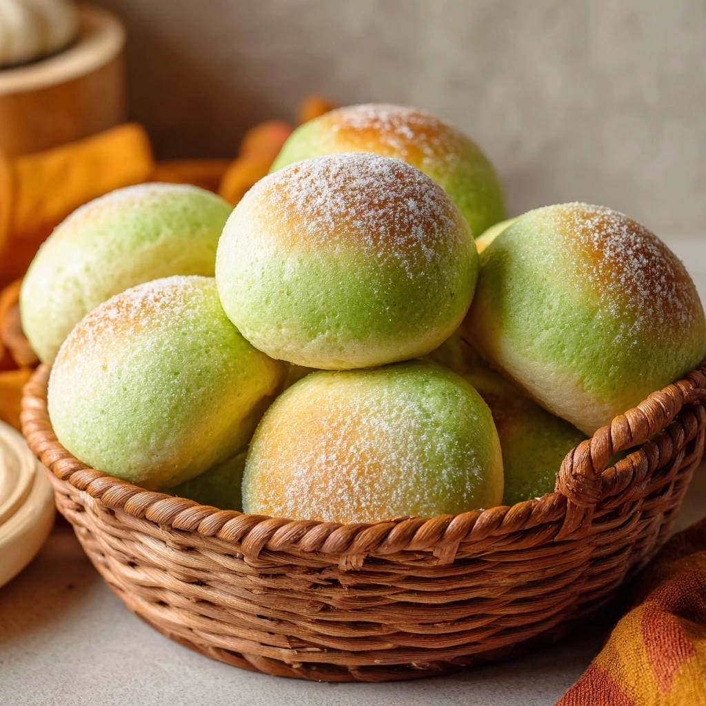 Helder groene pandan-melkbroodjes: Het geheim van hun luchtigheid