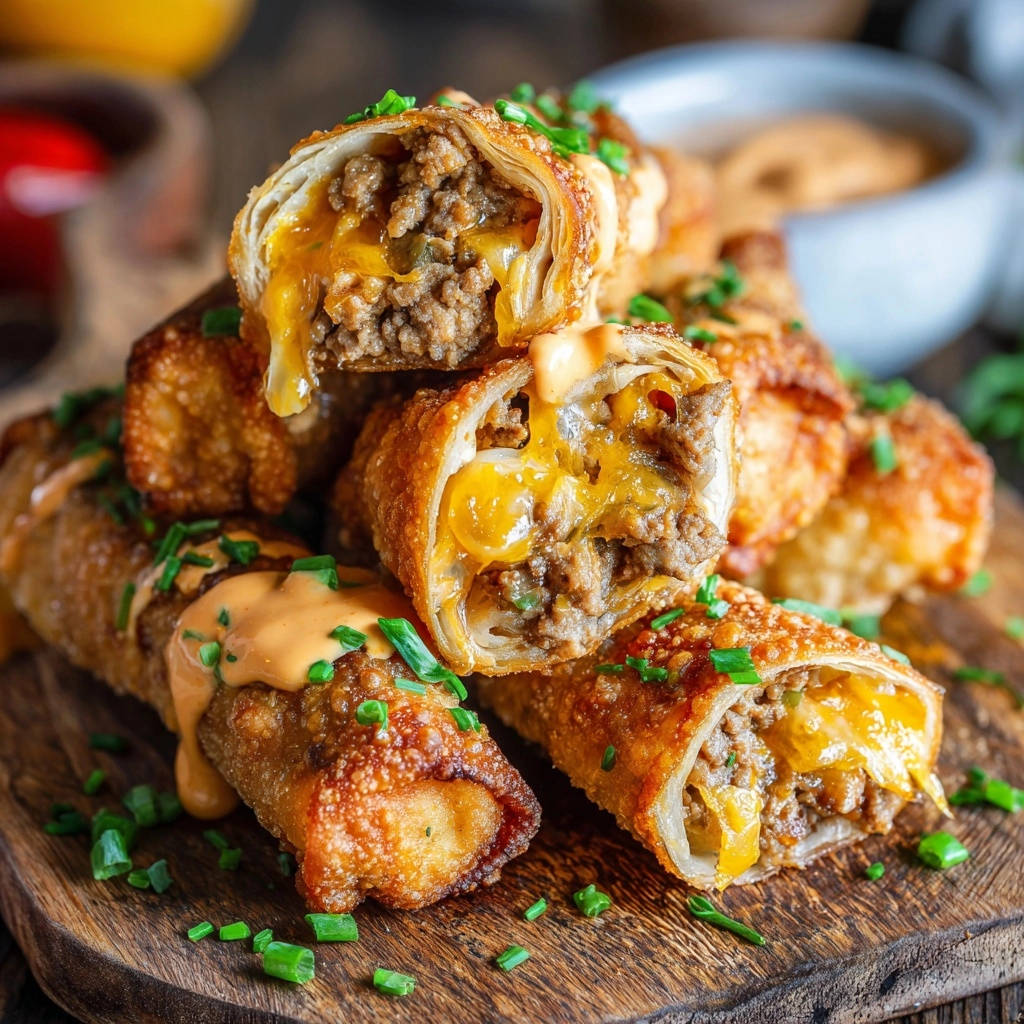 Knapperige Cheeseburgerrolletjes: Sappig, krokant, gegarandeerd heerlijk!